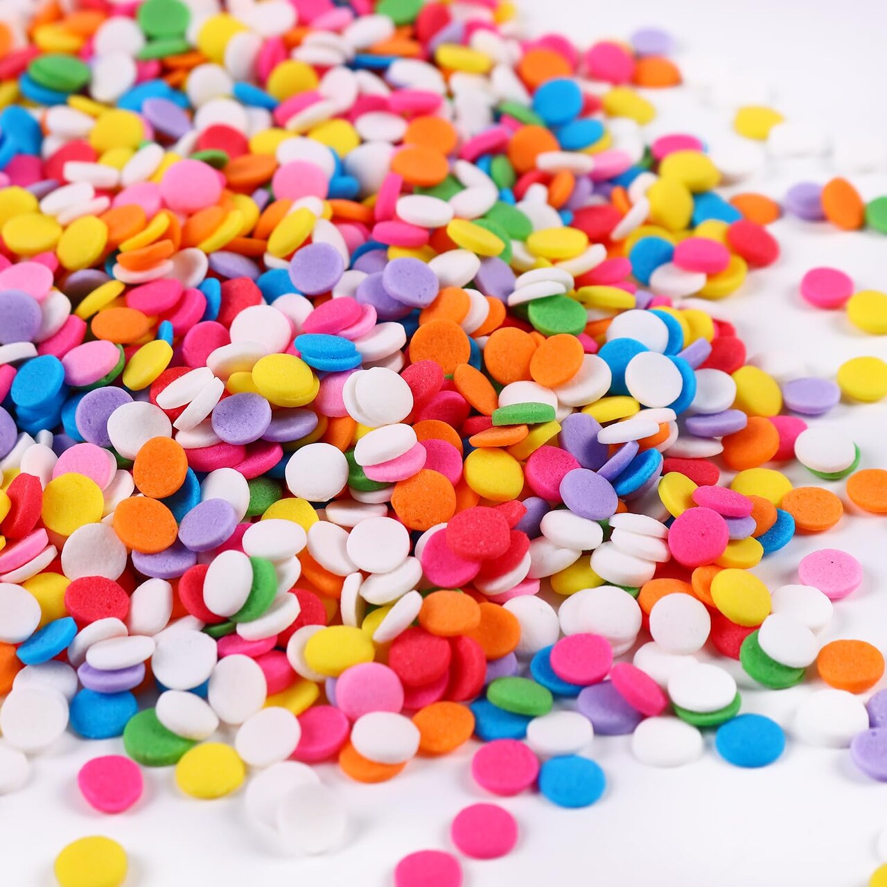 Edible Confetti Sprinkles for Cake Decorating - Round Rainbow